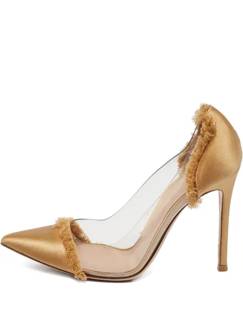 Gianvito Rossi 2024 110mm satin fringe pumps Yellow 1109205
