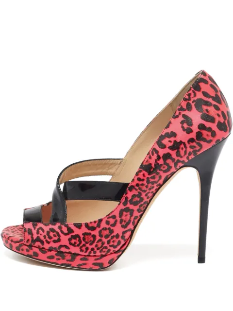 Jimmy Choo Pre-Owned leopard-print open-toe heels Pink 1099673