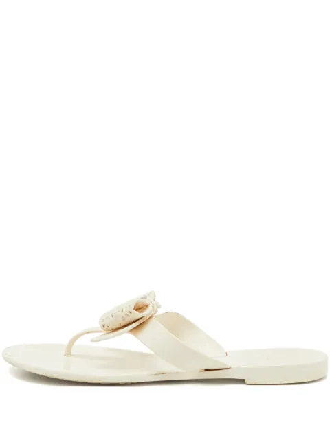 Ferragamo Pre-Owned bow-detail flat sandals White 1097008