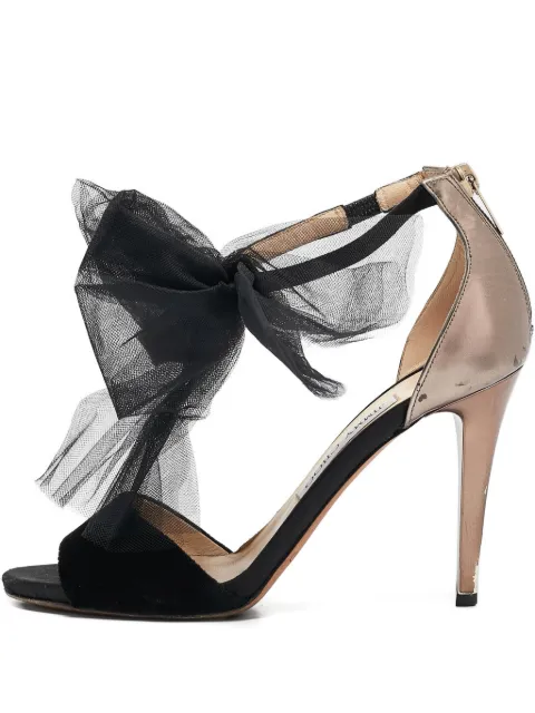 Jimmy Choo Pre-Owned 110mm bow-detailing heeled sandals Black 1094559