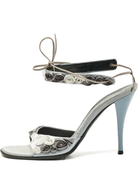 Casadei Vintage 105mm rose-detail satin sandals Grey 1094033