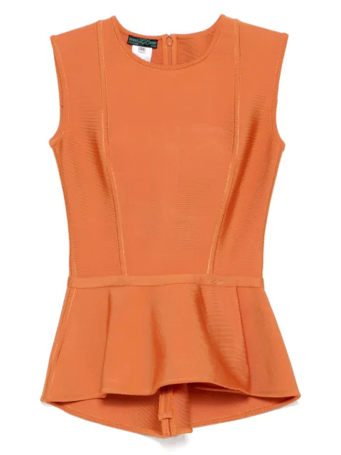 Herve L. Leroux jewel neck bandage peplum top Orange 220146M