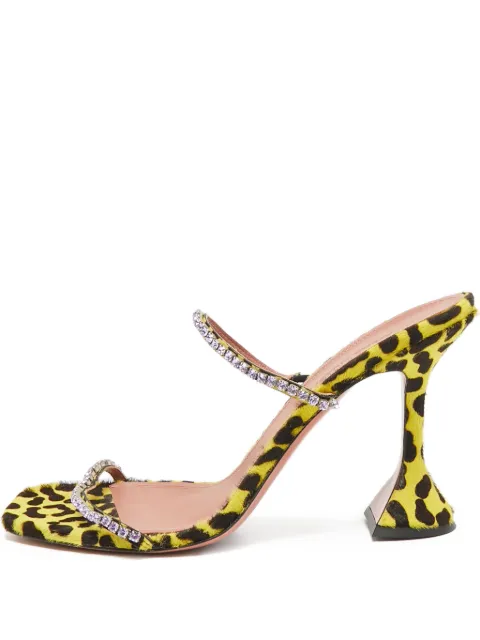 Amina Muaddi pre-owned 100mm leopard-print embellished sandals Yellow 1088378
