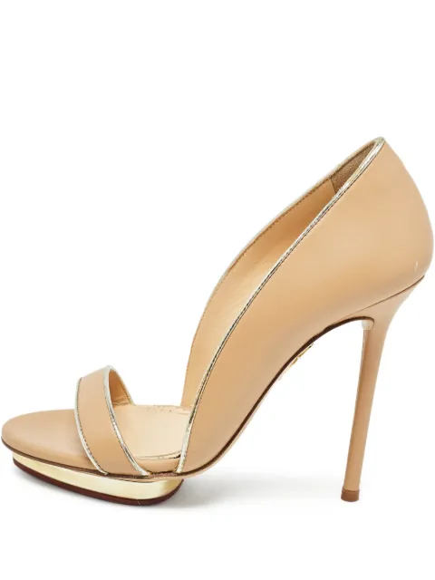 Charlotte Olympia pre-owned 115mm metallic-trimmed sandals Neutrals 981554