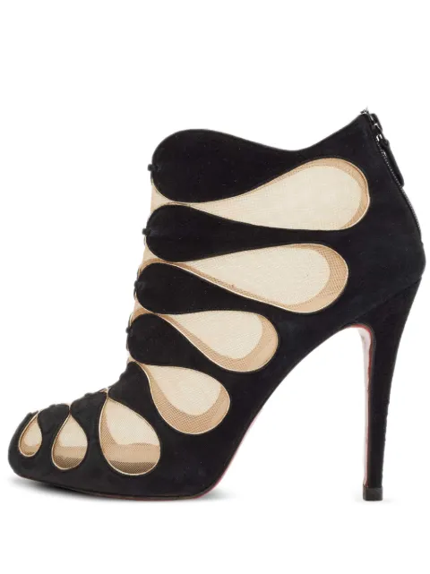 Christian Louboutin Pre-Owned 115mm suede mesh boots Black 1104170
