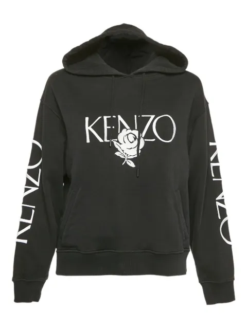 Kenzo Pre-Owned Rose-embroidered hoodie Black 1108164