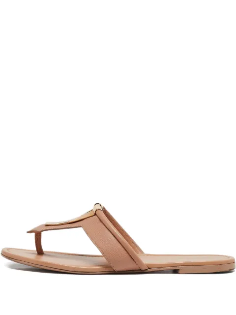 Saint Laurent Pre-Owned leather y motif thong flats Neutrals 1101768