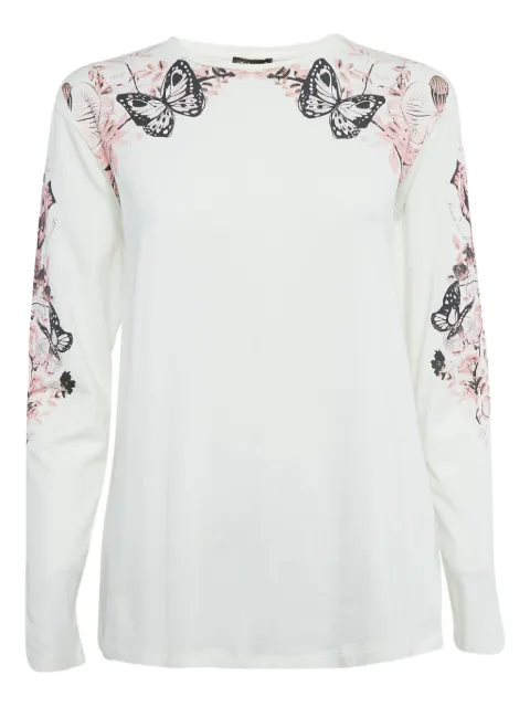 Roberto Cavalli Vintage butterfly floral-trint T-shirt White 1100087