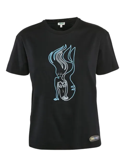 Kenzo Pre-Owned mermaid-print t-shirt Black 1093158