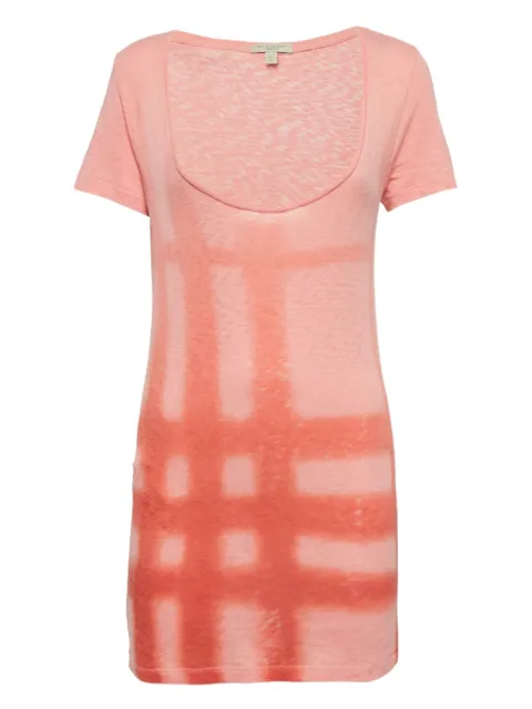 Burberry Pre-Owned Checked scoop-neck T-shirt Pink 1082190