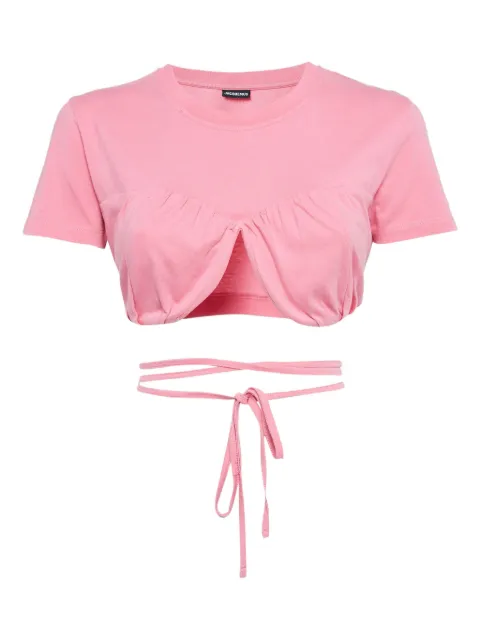 Jacquemus Pre-Owned tie-detail crop top Pink 1050671