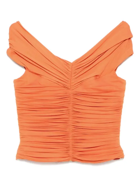 Herve L. Leroux ruched off shoulder multiway top Orange HLLTOP7M