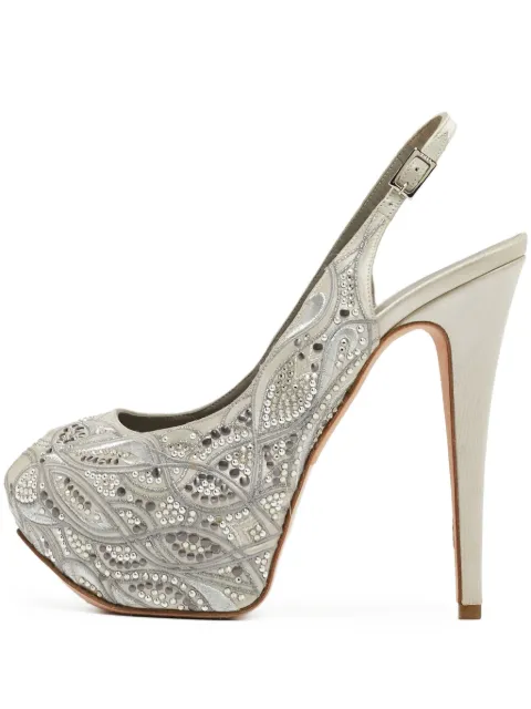 Gina 150mm peep-toe heeled pumps Grey 932081