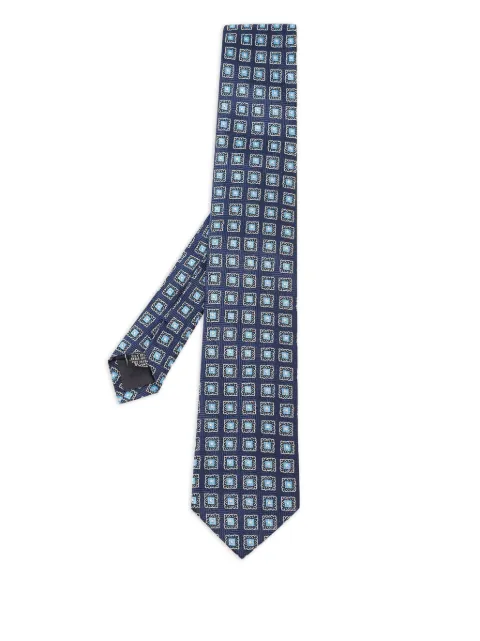 BOSS geometric-patterned silk tie Blue 933577