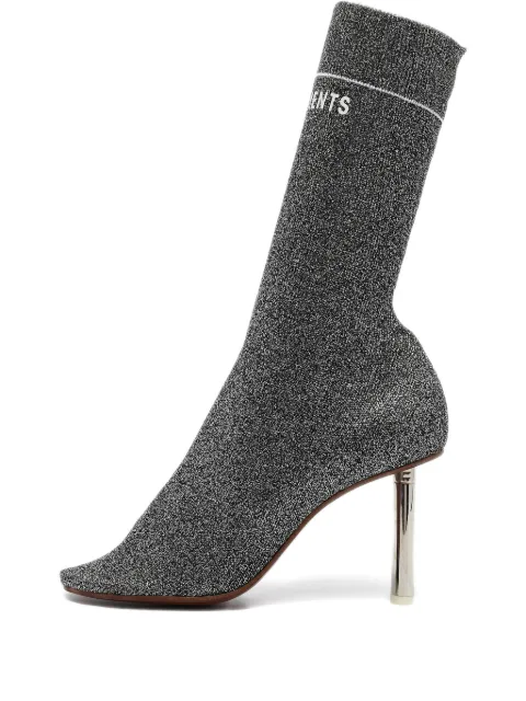 VETEMENTS pre-owned 90mm metallic sock boots Black 975082