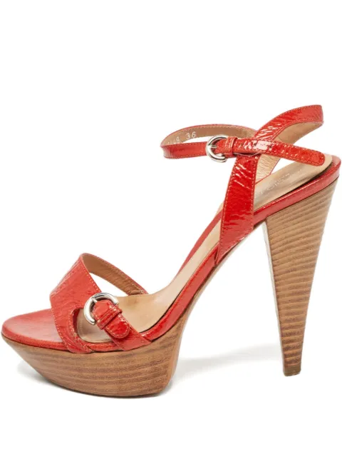 Sergio Rossi Vintage patent leather buckled sandals Red 925749
