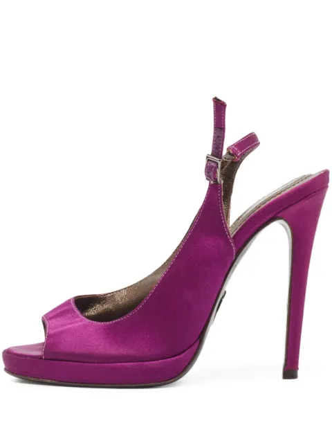 Roberto Cavalli Vintage 110mm satin peep-toe platform pumps Purple 988378