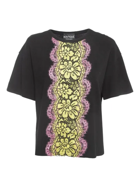 Moschino Pre-Owned lace-detail T-shirt Black 909146