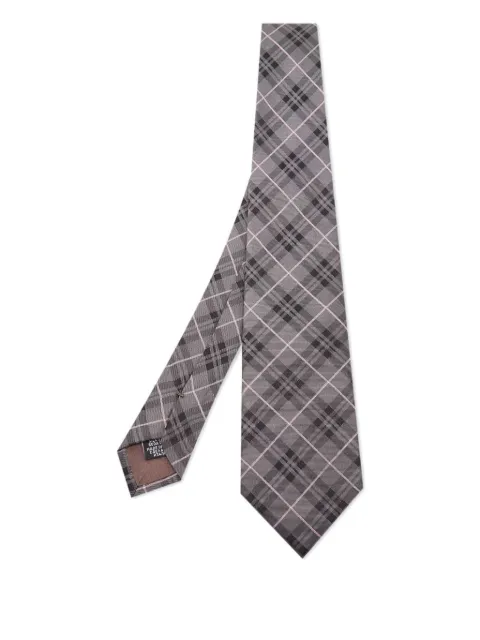 BOSS 2024 pre-owned silk plaid tie Grey 909669