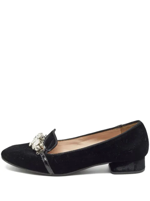 Miu Miu Pre-Owned crystal-embellishment ballet flats Black 980723