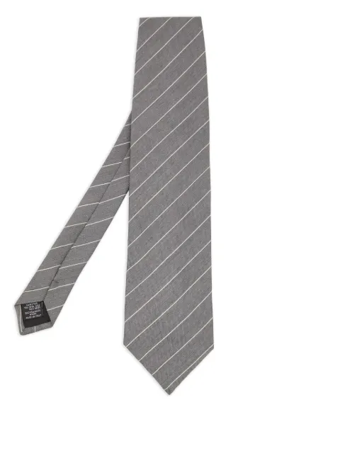 Emporio Armani Pre-Owned striped silk-blend tie Grey 811486
