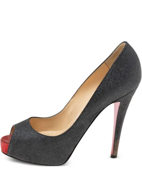 Christian Louboutin Pre-Owned 115mm glitter-embellished heels Black 593044