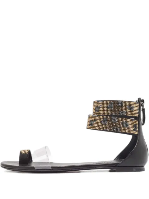 Casadei Vintage 2024 crystal-embellishment leather sandals Black 961373