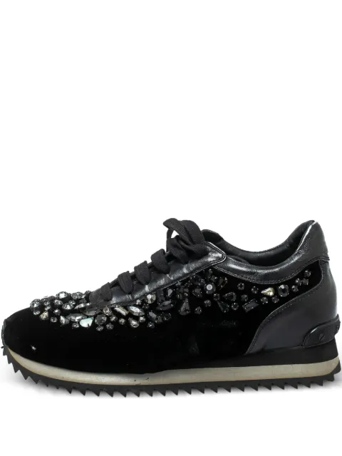 Le Silla pre-owned velvet crystal sneakers Black 387810