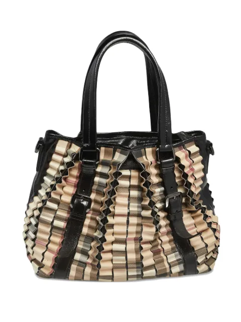 Burberry Pre-Owned House Check ruched shoulder bag Black 555006