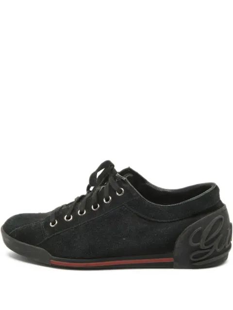 Gucci Pre-Owned logo-patch suede sneakers Black 940146
