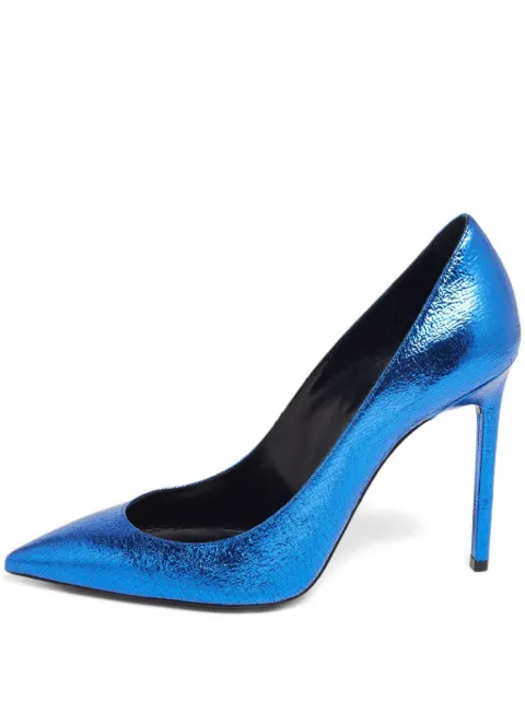 Saint Laurent Pre-Owned 110mm metallic pumps Blue 630273