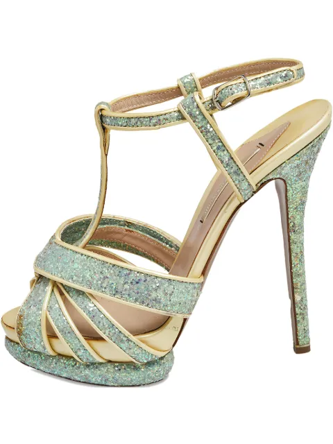 Nicholas Kirkwood Pre-owned 135mm glitter platform sandals Blue 540583