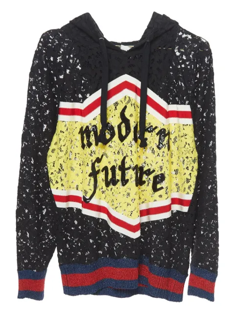 Gucci Pre-Owned lace hoodie Black 918791