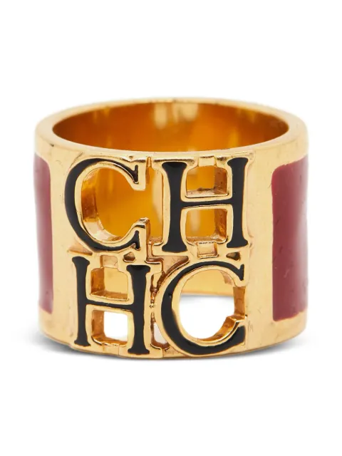 Carolina Herrera Vintage pre-owned logo enamel ring Gold 939683