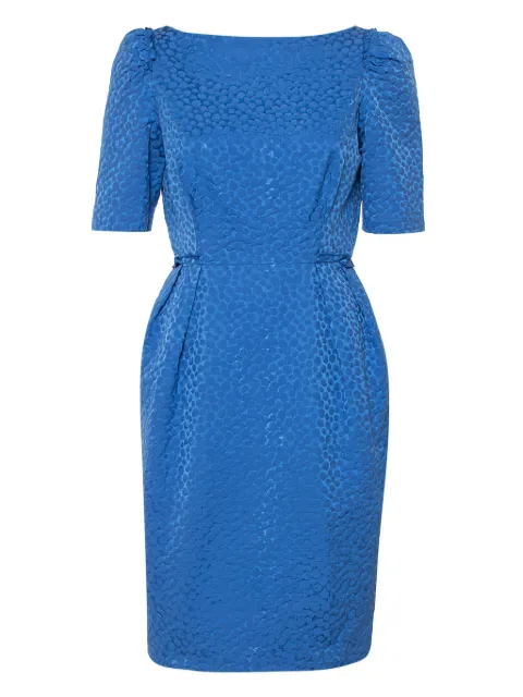 Carolina Herrera Vintage textured short-sleeve dress Blue 436880