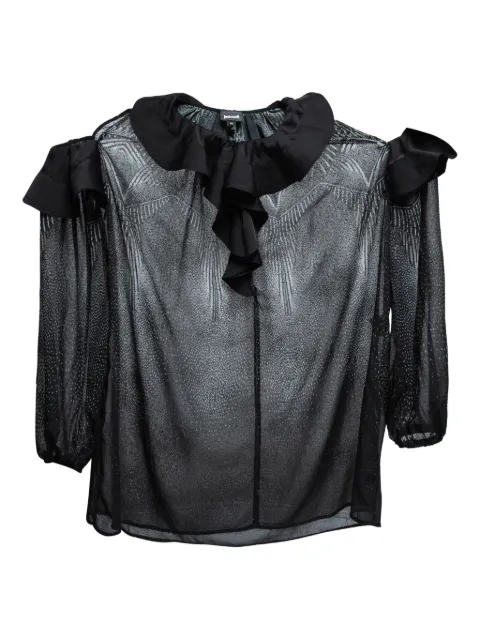 Just Cavalli Vintage ruffled-collar semi-sheer blouse Black 661251