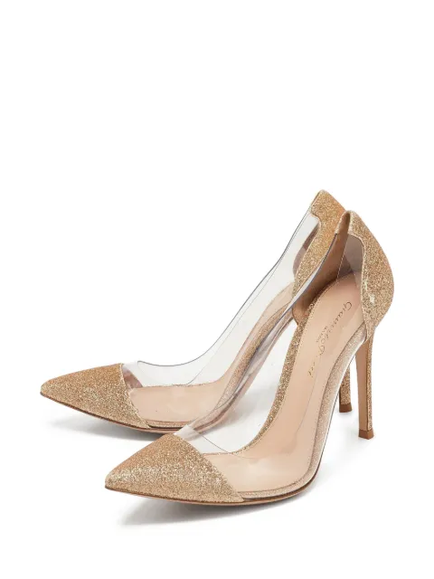 Gianvito Rossi 105mm Plexi glittered pointed-toe heels Gold 541907