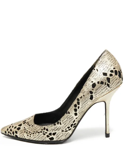 Burberry Pre-Owned 105mm metallic-printed stiletto pumps Gold 648312