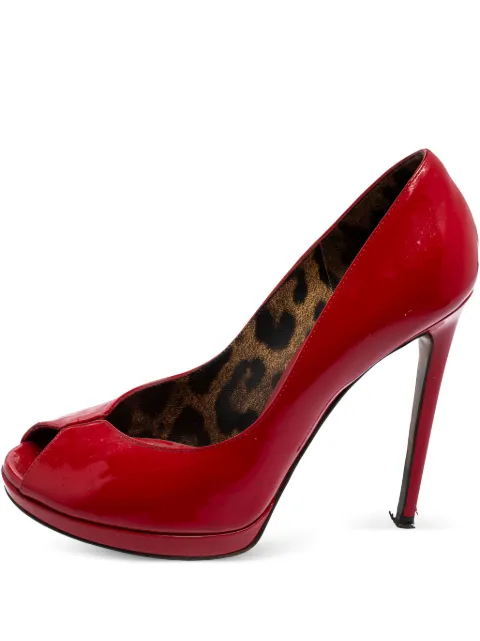 Dolce & Gabbana Pre-Owned 110mm patent peep-toe heels Red 573004