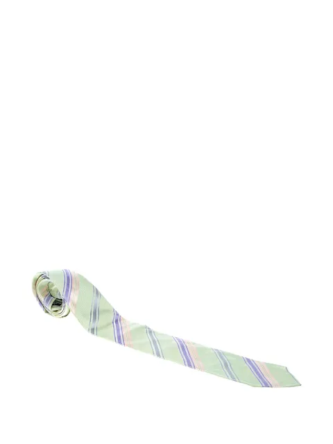 Giorgio Armani Pre-Owned silk diagonal-stripes tie Green 142853