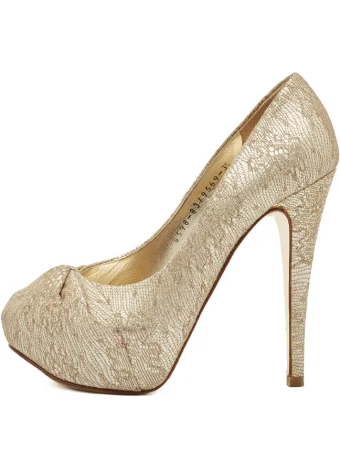 Gina woven straw fold-detail pumps Gold 1123943