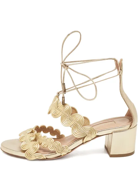 Aquazzura Pre-owned 50mm leather sandals Gold 1124588