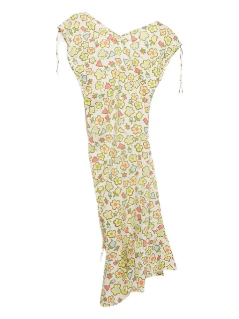 Moschino Pre-Owned floral-print asymmetric midi dress Neutrals 1108345