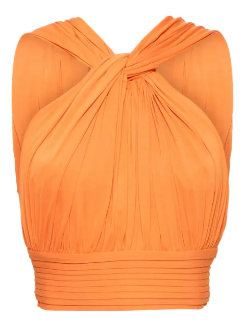 Herve L. Leroux cut in multiway cropped top Orange HLLTOP8M