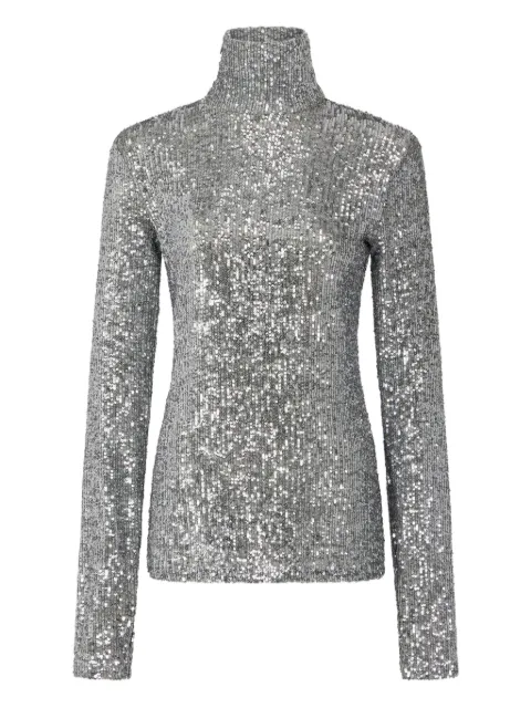 Rabanne sequinned turtleneck top Grey 25ACTO129PO0391