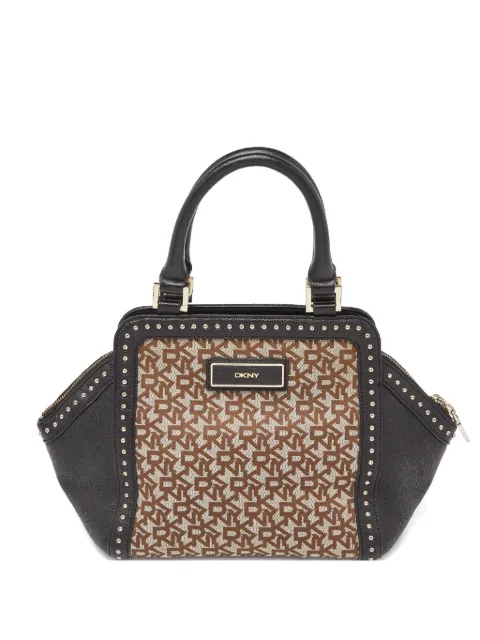 DKNY Vintage monogram-print studded tote bag Neutrals 903441