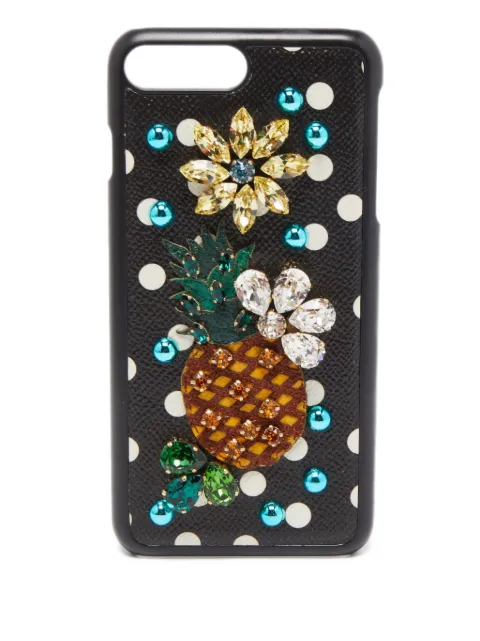 Dolce & Gabbana Pre-Owned Crystal Pineapple iPhone 7 phone cover Black 860374
