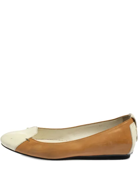 Tod's Vintage patent-leather round-toe ballet flats Brown 421493