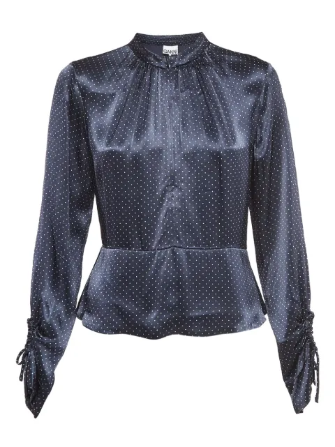 GANNI polka dot-print blouse Blue 949553