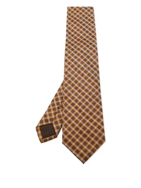 BOSS Pre-owned check-print silk tie Brown 909662